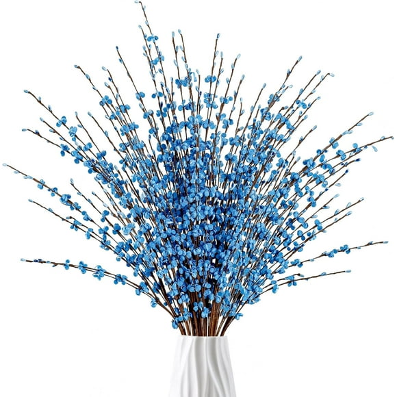 Xiao Hua 10 Pcs 29.5’’ Long Artificial Jasmine Flowers Tall Fake Flower Bouquet Faux Jasmine Plants Dry Branches(Light Blue)