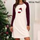 thumbnail image 2 of Vestido suelto informal de manga larga con estampado navideño y cuello redondo para mujer Fridja  nbo1126, 2 of 6