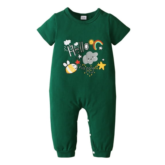 OLLUISNEO Newborn Baby Girl Clothes Romper Short Sleeve Long Pants Baby Girl Jumpsuit Bodysuit 0-3 Months