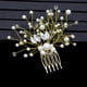 thumbnail image 2 of Nvzi Horquillas para el pelo de boda con flores para novias, peinetas con perlas de cristal, pinzas para el pelo, tocado, accesorios para el pelo de boda dorados, joyas - doradas, 2 of 5