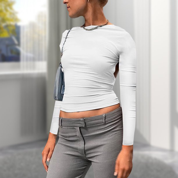 Camiseta De Verano Camisa de mujer Cami Top Y2K Style Backless Slim Fit Streetwear Traje (Blanco M) Cgtredaw Para estrenar