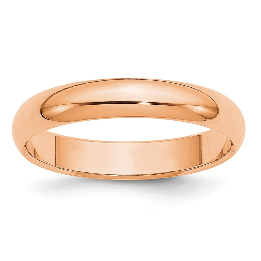 Solid 14k Rose Gold 4mm Plain Classic Dome Men's Wedding Band Ring Size ...