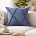 thumbnail image 2 of Ox Bay Sara 18" x 18" Denim Shag Diamond Cotton Adult Decorative Throw Pillow Cover, 2 of 10