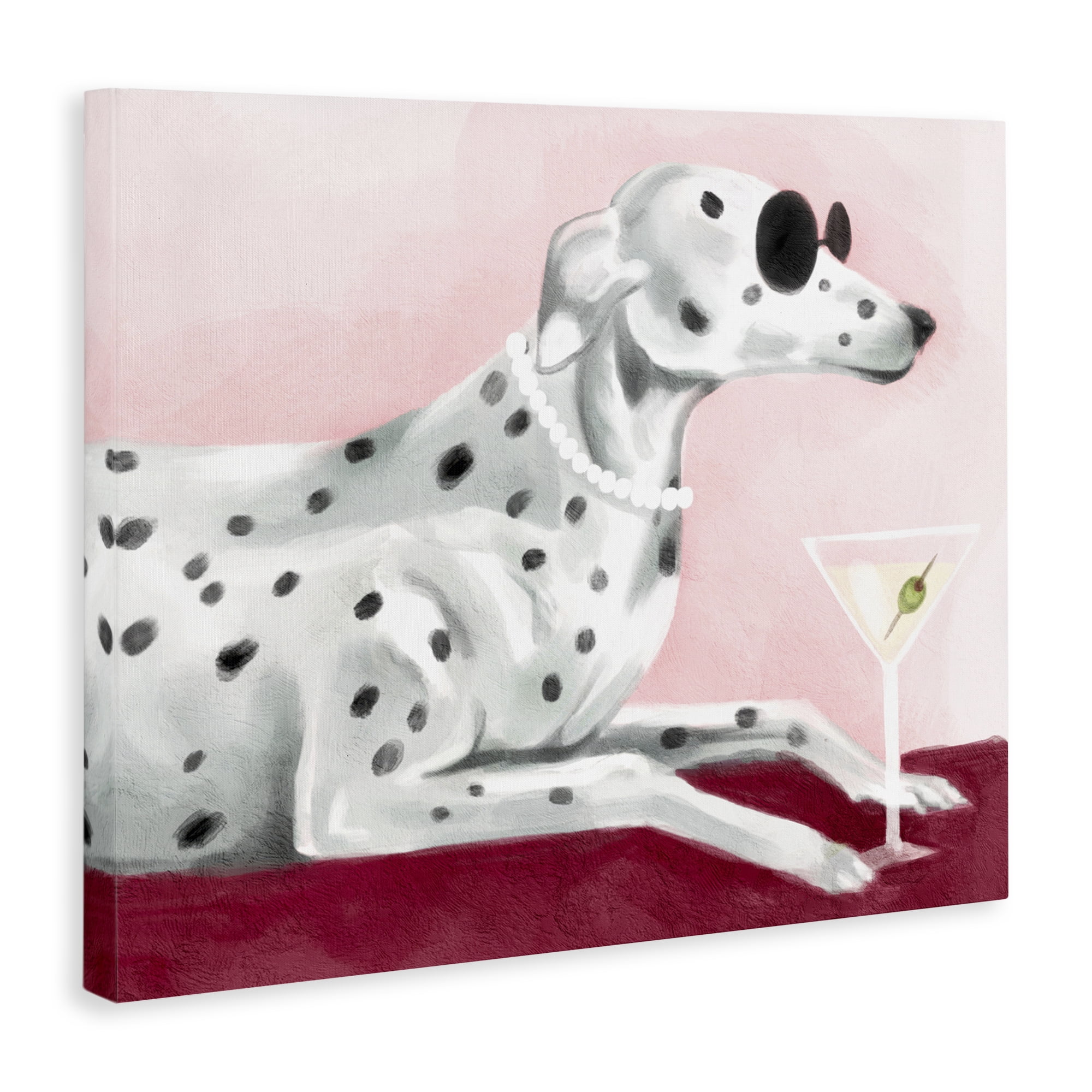 Stupell Industries Dog with Martini Animals Painting Wrapped Canvas Art Print Wall Art, 48 x 36