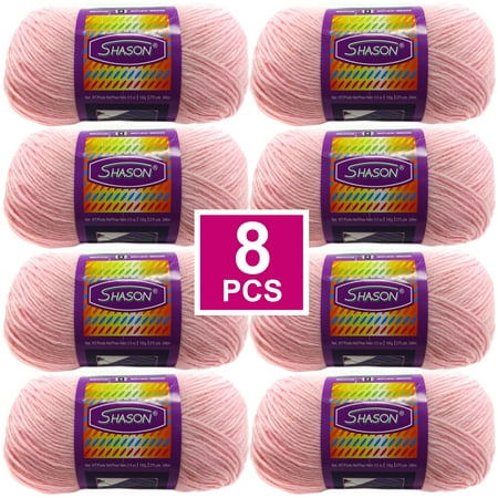 Shason Textile (8-Pack) Super Soft Acrylic Yarn, Baby Pink