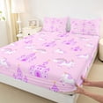 thumbnail image 4 of Erosebridal Cartoon Animal Unicorn Queen Sheet Sets For Kids,Purple Dreamy Princess Style Castle Bed Set 4pcs, 4 of 6