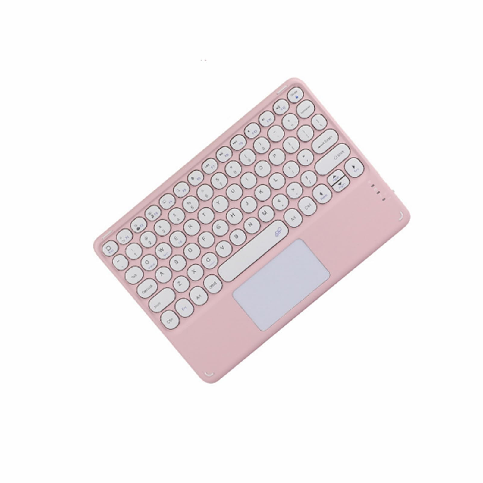 Portable Wireless Bluetooth Keyboard with Touchpad, Ultra-Thin Rechargeable Bluetooth Keyboard Mini with trackpad Round Key for iPad pro/iPad/iOS/Android (Pink)