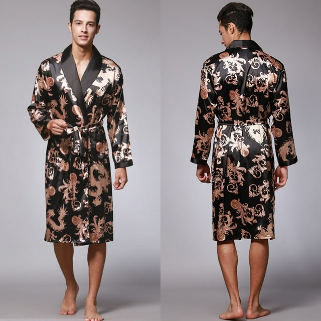 Ropa de dormir de seda, ropa de dormir de seda helada para hombres, ropa de dormir de manga larga para hombres, batas de baño, ropa para el hogar