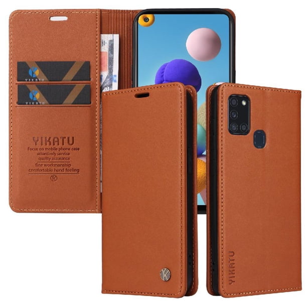 Funda para Samsung Galaxy A21S Estuche de Cuero PU Tipo Cartera con Ranuras para Tarjetas y Cierre Magnético