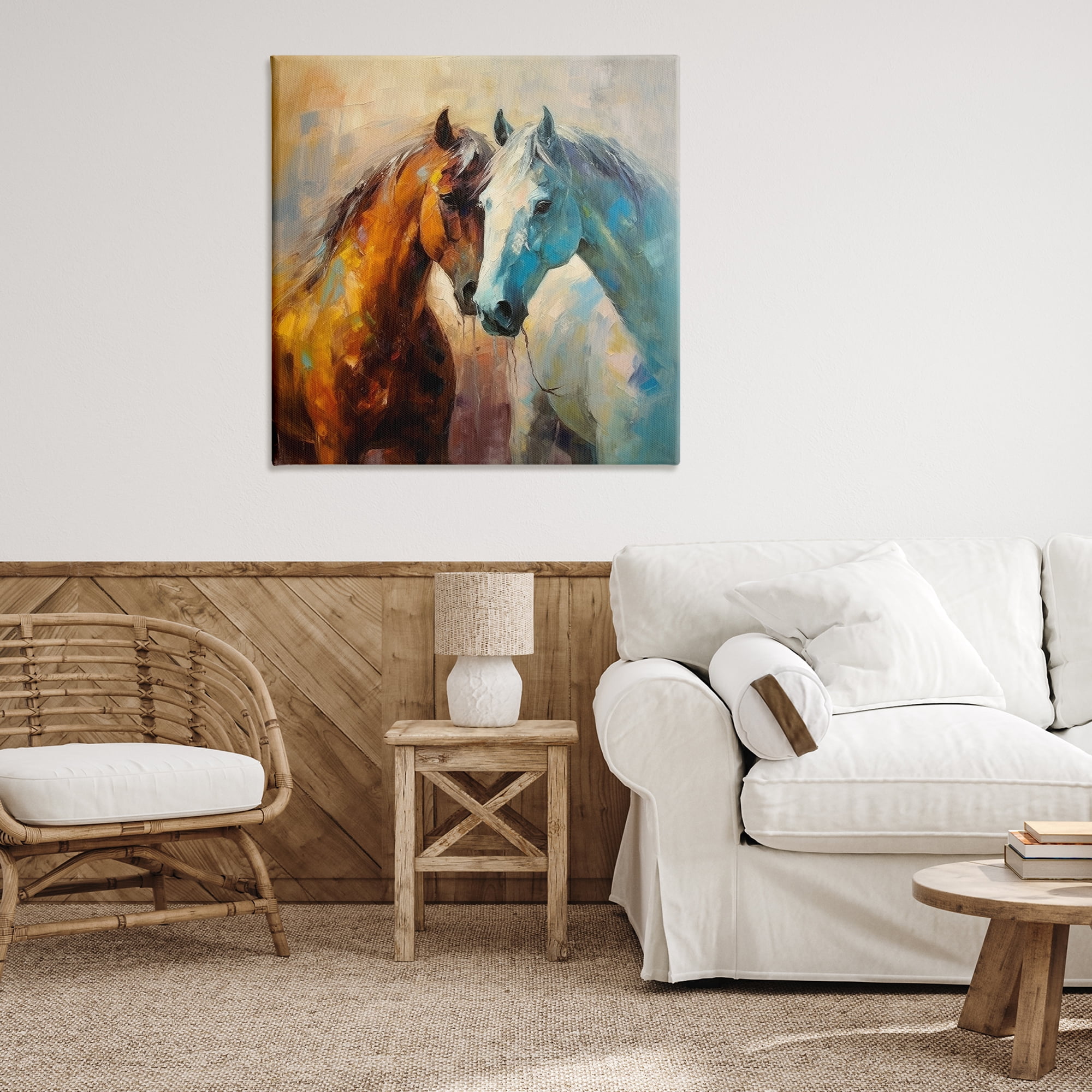 Stupell Industries Painterly Horse Pair Animals & Insects Painting Gallery Wrapped Canvas Art Print Wall Art, 36 x 36