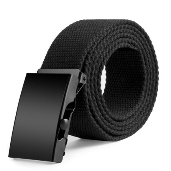 Honganda Men Canvas Fabric Military Waistband with Metal Roller Buckle Belt