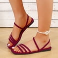 thumbnail image 4 of Women Strappy Sandals Square Toe Dressy Summer Cute Shoes Vacation Ankle Strap Slip on Slippers No Heel Going Out Mule Slides, 4 of 5