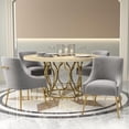 thumbnail image 7 of SEYNAR Velvet Upholstered Dining Chairs Set of 6,Modern Glam Accent Side Chairs with Gold Metal Legs ,Luxury Tufted Vanity Chair for Living Room, Bedroom, Kitchen(Grey), 7 of 7
