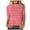 Hot Pink, variant on Womens Crew Neck 3/4 Sleeve Tops Casual Classic Stripe Graphic Pattern Printed Tees Minimalist Everyday Apparel Style T-Shirts