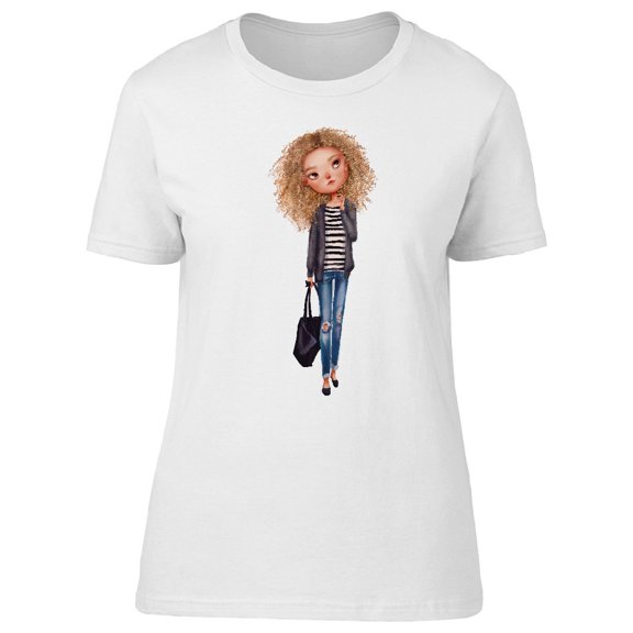 Cute Blonde Fashion Girl & Bag Tee Women's -Image by Shutterstock