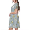 thumbnail image 2 of Easygdp Baby Elephant Giraffe para Vestido Transpirable de Mujer, Vestido Suelto de Manga Corta con Pliegues y Bolsillos para el Verano, 2 of 6