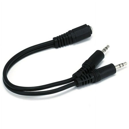 UPC: 0844660006695 | Monoprice Audio/Stereo Splitter Cable – 0.5 Feet – Black | 3.5mm Stereo Jack/Two 3.5mm Stereo Plug