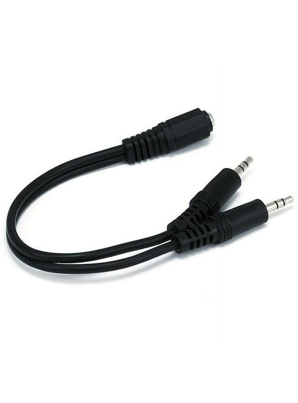 Monoprice Audio/Stereo Splitter Cable - 0.5 Feet - Black | 3.5mm Stereo Jack/Two 3.5mm Stereo Plug