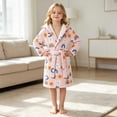 thumbnail image 5 of REDARER Kids Hooded Flannel Bathrobe Rainbow Sun Print Plush Robe with Pockets Tie Belt Warm Sleepwear for Home Shower Nightwear,6-7 Years, 5 of 5