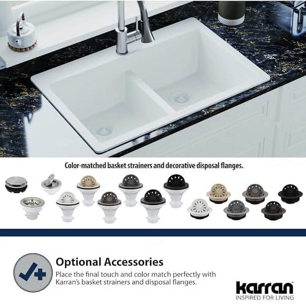 Karran QDFBI Decorative Disposal Flange in Bisque, Fits 3.5 Inc Standard Sink Drain Hole