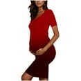thumbnail image 6 of Frwgonr Maternity Dresses Red Short Sleeve Maternity Dress Ruched Pregnancy Clothes S-XL, 6 of 6