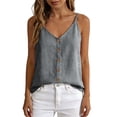 thumbnail image 6 of Uootdi Shirts for Women V Neck Sleeveless Button Detail Linen Look Solid Tunics Office Commute Style Airy Comfortable Relaxed Fit Tees Gift, 6 of 7