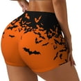 thumbnail image 3 of Athletic Shorts for Women, Halloween With Black Bats Seam Womens Shorts High Waisted Sport Running Workout Gym, 3 of 8
