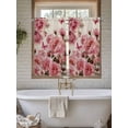 thumbnail image 4 of Pink Roses Bathroom Window Curtain, Spring Floral Elegant Pastoral Butterfly Retro Light Filtering Coffee Kitchen Curtains, Bedroom Living Room Curtains 2 Panel 84"x54", 4 of 6