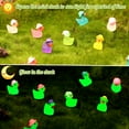 thumbnail image 4 of sixwipe 80 Pack Luminous Mini Resin Ducks, Mini Ducks Tiny Duck Miniature Duck Figures Wearing Hat, Glow in The Dark DIY Crafts Cake Decor for Micro Landscape Dollhouse Garden, 4 of 8