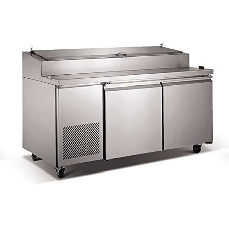 Refrigerated Sandwich Table 12 Pans (Pizza Salad Sandwich Food Preparation Table 71 Inch L Two Door Refrigerated 16 Cu. Ft. Poly Cutting Board, Restaurant Commercial Grade 304 Stainless Steel - 9 Pans - ETL NSF)