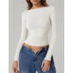 thumbnail image 4 of Camisa de Larga con Cuello Redondo para Mujer, Básica, con Doble Forro y Fruncido Lateral, para Salir XS, 4 of 7