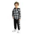 thumbnail image 4 of Toddler Baby Boys Clothes Plaid Hooded Sweatshirt Tops + Sweatpants Fall Winter Outfits Set 1-6T, 4 of 9