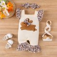 thumbnail image 2 of Bagilaanoe Newborn Baby Girl Summer Jumpsuit Leopard Print Fly Sleeve Bodysuit + Headband 3M 6M 9M 12M 18M Infant Casual One Piece Romper, 2 of 7