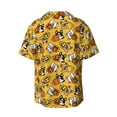 thumbnail image 6 of PAYOHTO Cute French Bulldog & Pumpkins Mens Hawaiian Casual Short-sleeved Shirt Tropical Summer Beach Button Down Shirts, 6 of 7
