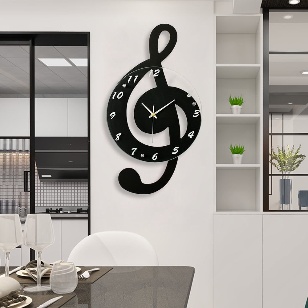 Miumaeov Musical Note Creative Electronic Wall Clock Fashionable Silent Decorative Clock Personality Mute Quartz Clock