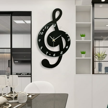 Simple and Stylish Wall Clock with Silent Movement, High-Quality Glass Dial, Metal Pointers, for Bedroom, Living Room, Office – Black