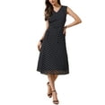 thumbnail image 2 of INSPIRE CHIC Summer Polka Dot Dress for Women Casual Sleeveless V Neck Tie Waist Chiffon Midi Dresses with Pockets S Black, 2 of 6