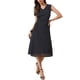thumbnail image 2 of Vestido de lunares de verano INSPIRE CHIC para mujeres, sin mangas, con escote en V, cintura con lazo, vestido midi de gasa con bolsillos, M, negro, 2 of 6