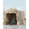 thumbnail image 5 of Lumiparty 6x6 FT Portable Outdoor Storage Shed, Waterproof Shelter with Roll-Up Zipper Door, UV Resistant Garage Tent for Motorcycle, Firewood & Tools, Khaki, 5 of 8