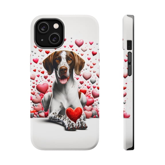DistinctInk Tough Case for Apple iPhone 14 (6.1" Screen), Compatible with MagSafe Charging - Valentine's Day Pointer