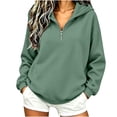 thumbnail image 2 of Sweatshirt for Women Relaxed Fit Half-Zip Hoodie Long Sleeve Pullover Sweatshirt for Casual Wear, 2 of 7