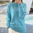 thumbnail image 2 of Gyexs Oversized Sweaters for Women Neck Long Sleeve Fuzzy Knit Tops Warm Soft Wool Seamless Pullover Christmas Sweater, Blue, Size L, 2 of 8