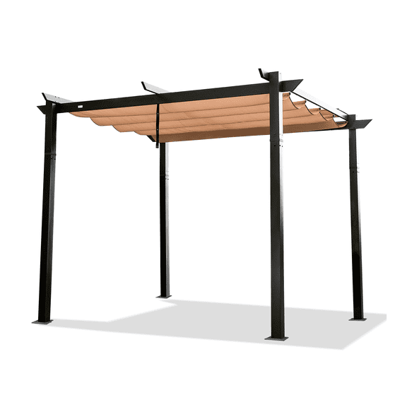 TOTAL Outdoor 10' X 10' Outdoor Aluminum Pergola with Retractable Weather-Resistant Canopy, Perfect for BBQs, Parties, Backyard, Deck, Garden, and Beach