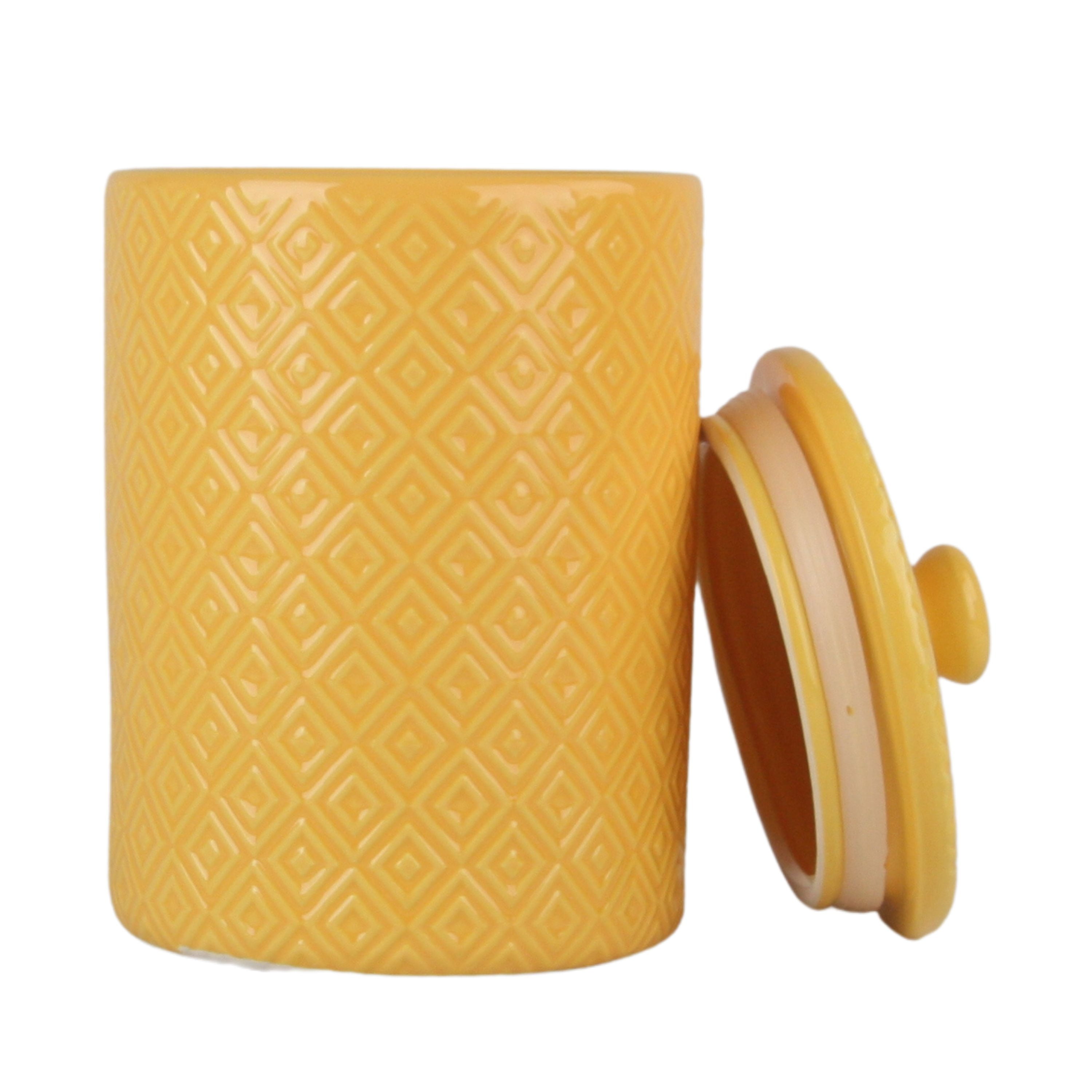 10 Strawberry Street Diamond 3 Piece Canister Set, Yellow