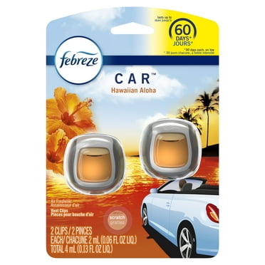 Febreze Car Odor-Eliminating Air Freshener, Hawaiian Aloha, 2 Ct