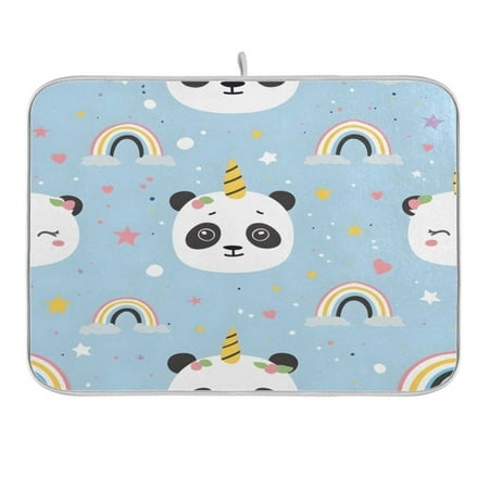

Dish Drying Mat Kitchen Counter Cute Unicorn Panda Dishes Drainer Pad Absorbent Microfiber Reversible 16 x18