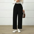 thumbnail image 5 of hotojiny Corduroy Women's Pants Winter Warm High Waisted Wide Leg Pants Fall Business Casual Loose Cropped Trousers with Pockets, 5 of 7
