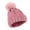 Pink-Adults, variant on Adults Kids Winter Beanie Hat with Faux Fur Pompoms Warm Knit Skull Cap Sequin Soft Ski Beanie for Women Men