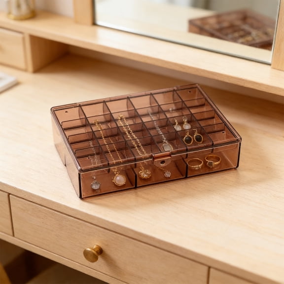 Jewelry Box, Stylish Anti-Tarnish Double Layer Organizer, Multi-Compartment Earring Necklace Holder, Storage Case for Jewelry, Gift & Vanity Use