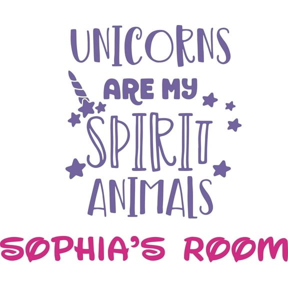 Unicorns Are My Spirit Unicorn Custom Name Vinyl Wall Decal - Mythological Cute Horse Like Cute Wall Décor Bedroom Living Room Entry - Removable - Size: 12 In x 20 In